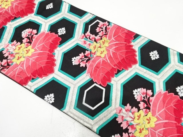 アンティーク　桐に亀甲模様織り出し袋帯（着用可）